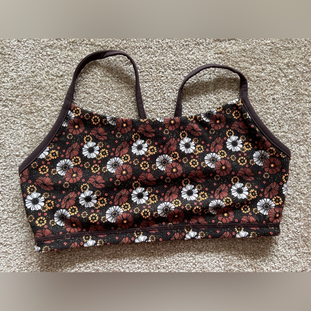 Buffbunny brown petal print reversible bra